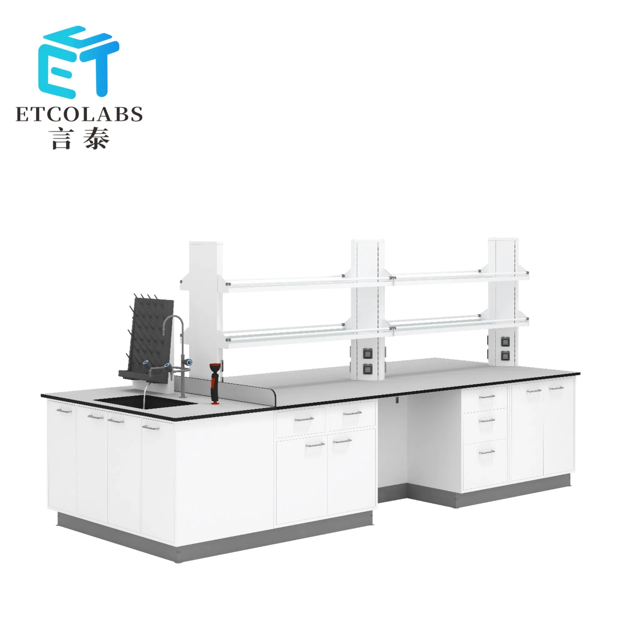 All-Steel Central Lab Workbench with Storage - Chemical Resistant Lab Island Table