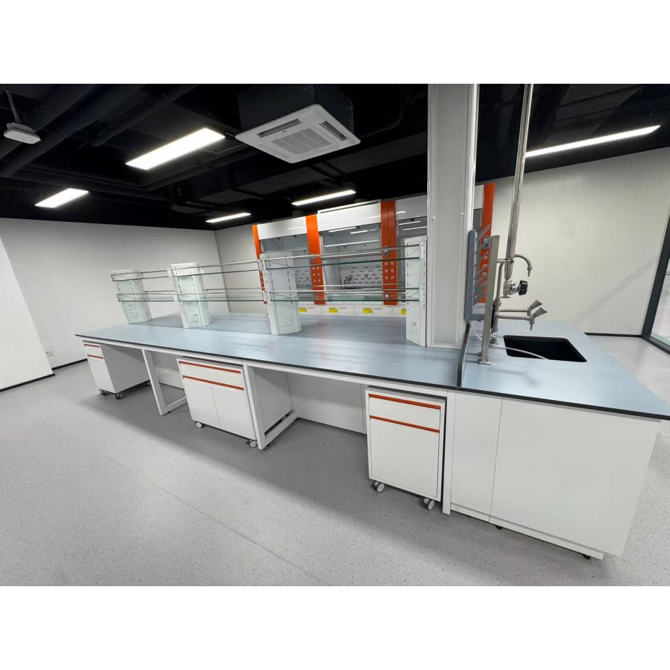 Versatile Corrosion Resistant Sturdy School Lab Central Bench for Experiment