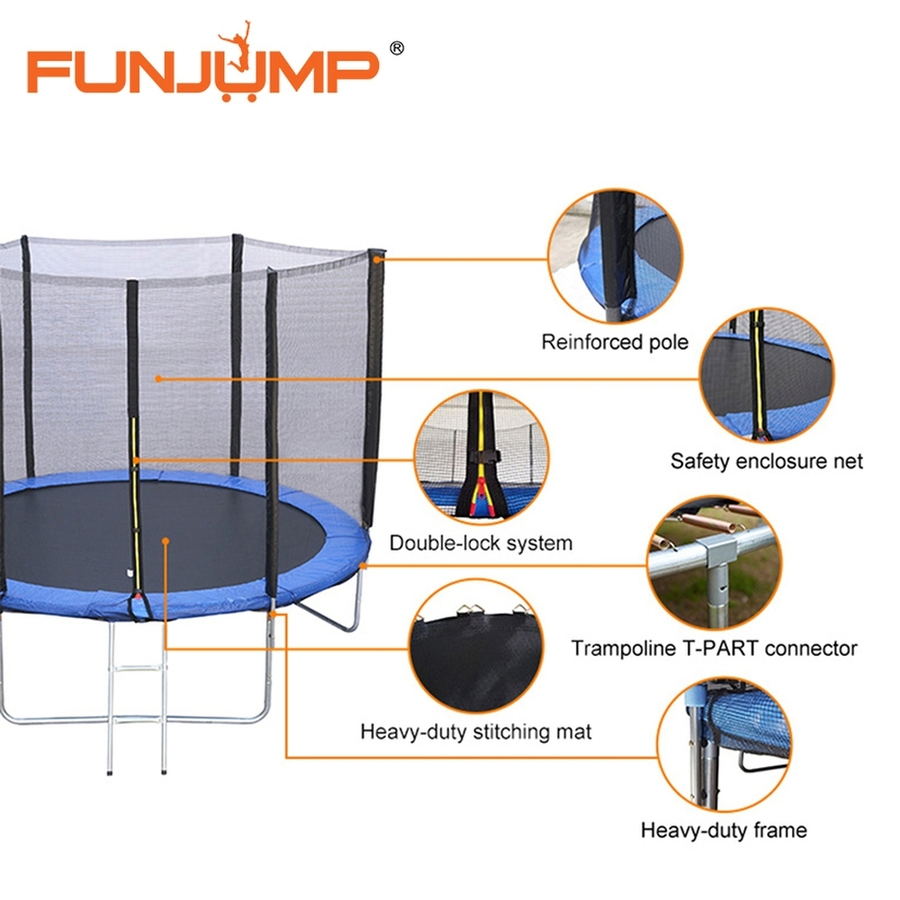 Funjump Professional Household 16FT Bungee Fitness Mini Round Adults Child/Kids Indoor Outdoor Jumping Trampoline for Sale