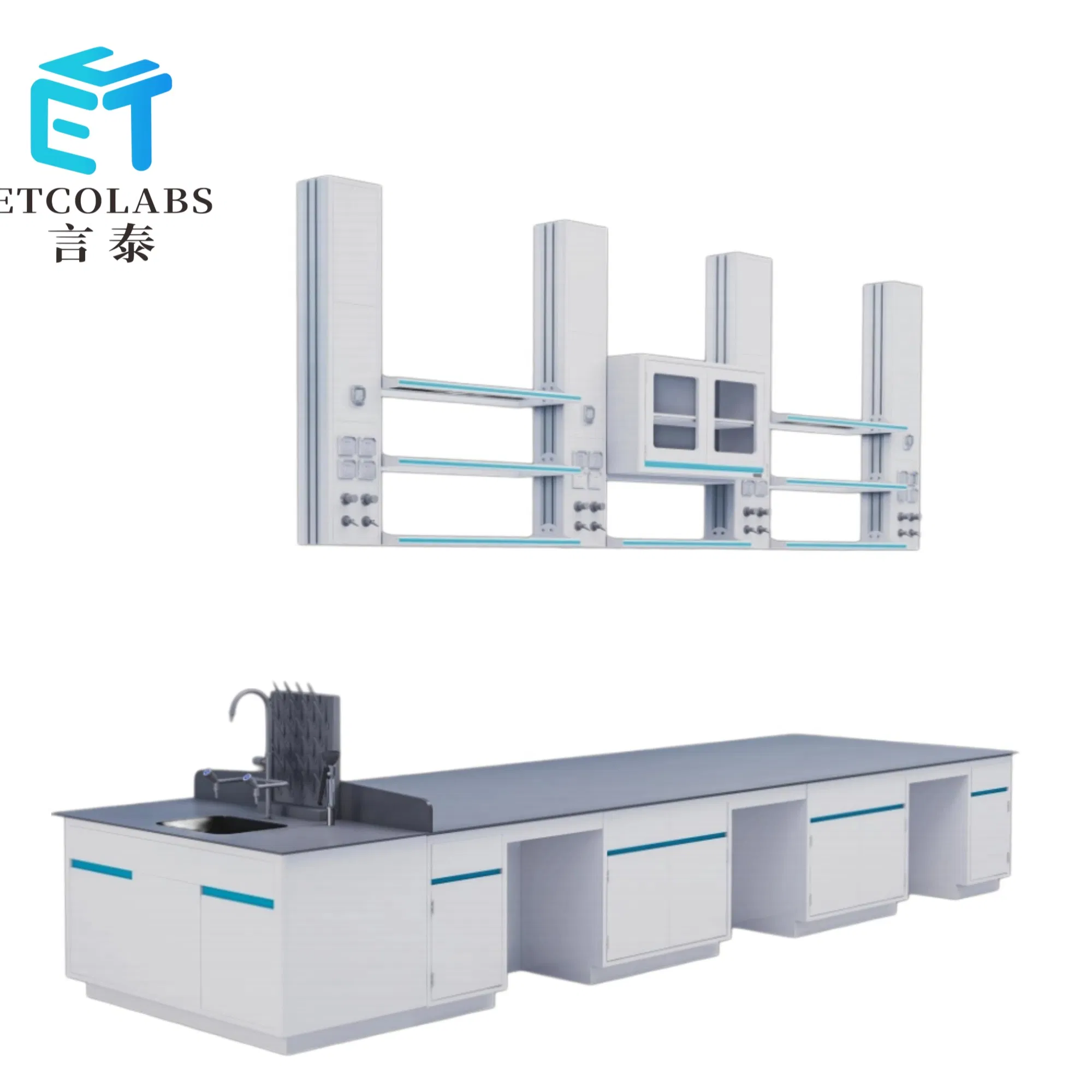 Full Steel Central Laboratory Bench - Customizable Lab Island for Industrial &amp; School Labs