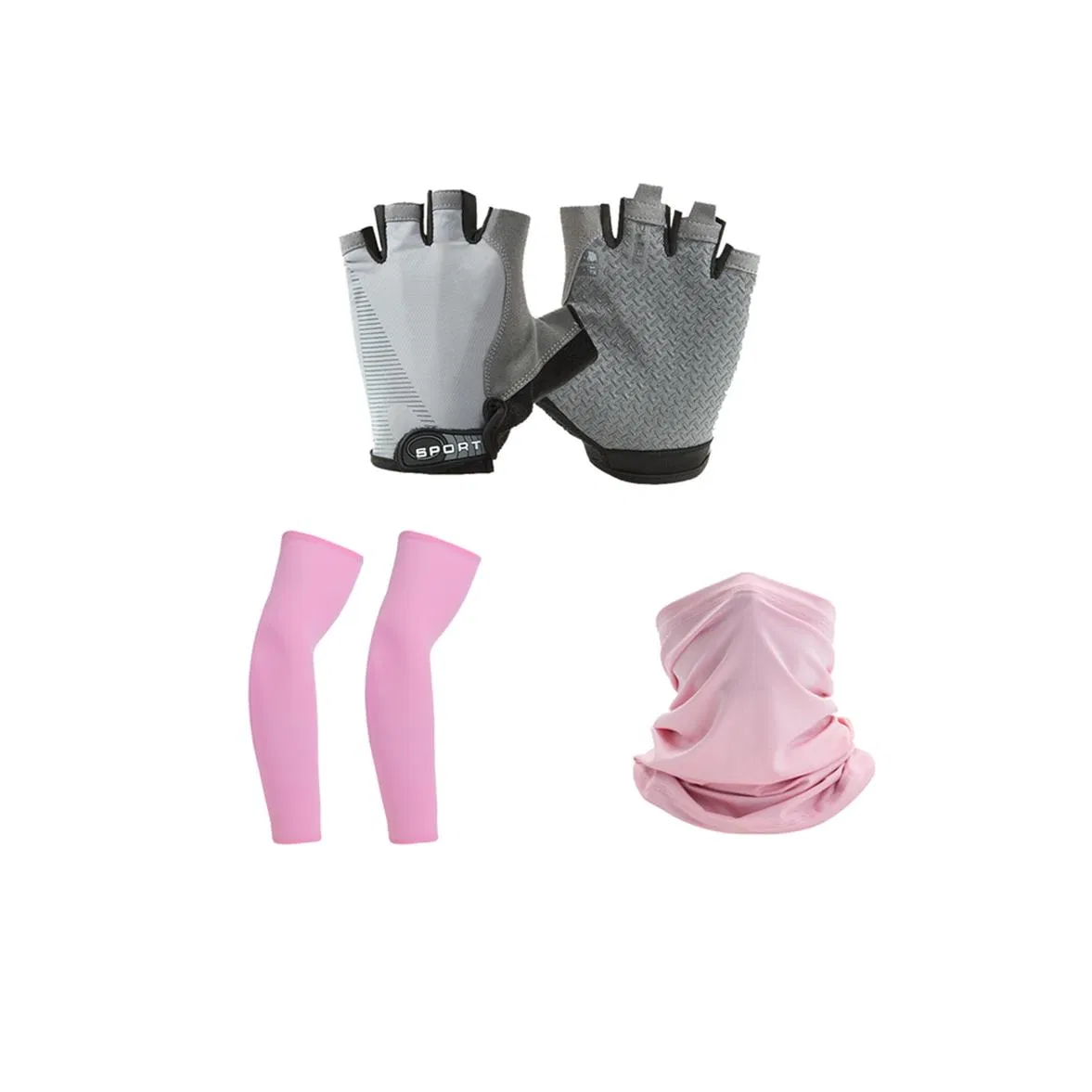 Wholesale Outdoor Sports Anti Slip Bicycle Cycling Accessories Windproof Unisex Running 3-in-1 Arm Sleeves Headband Gloves Set