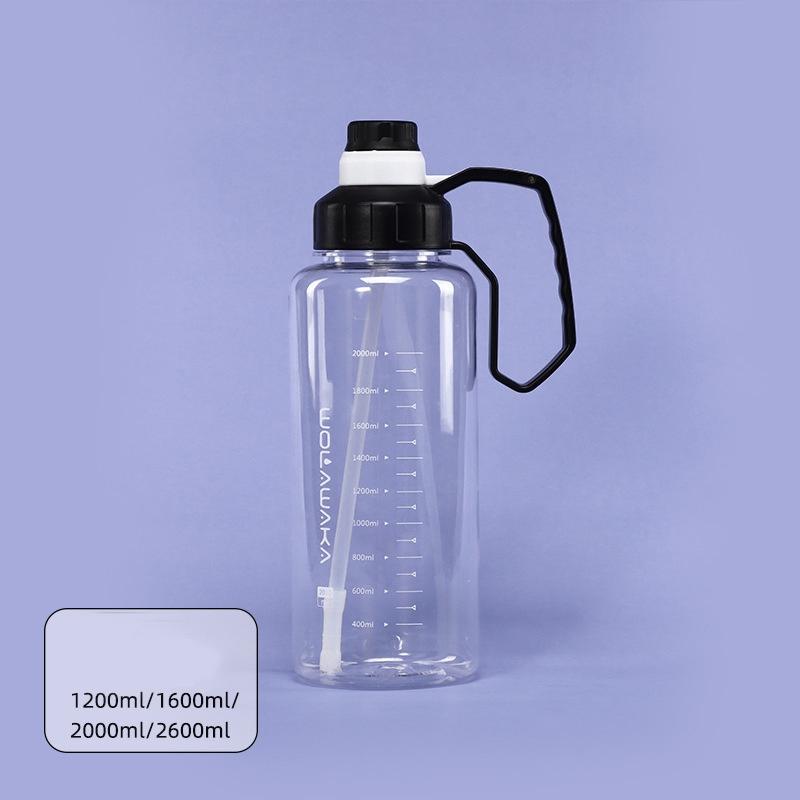 New Large-Capacity Plastic Water Bottle - Outdoor Fitness Portable Sports Water Cup - Transparent Thick Plastic Straw Cup