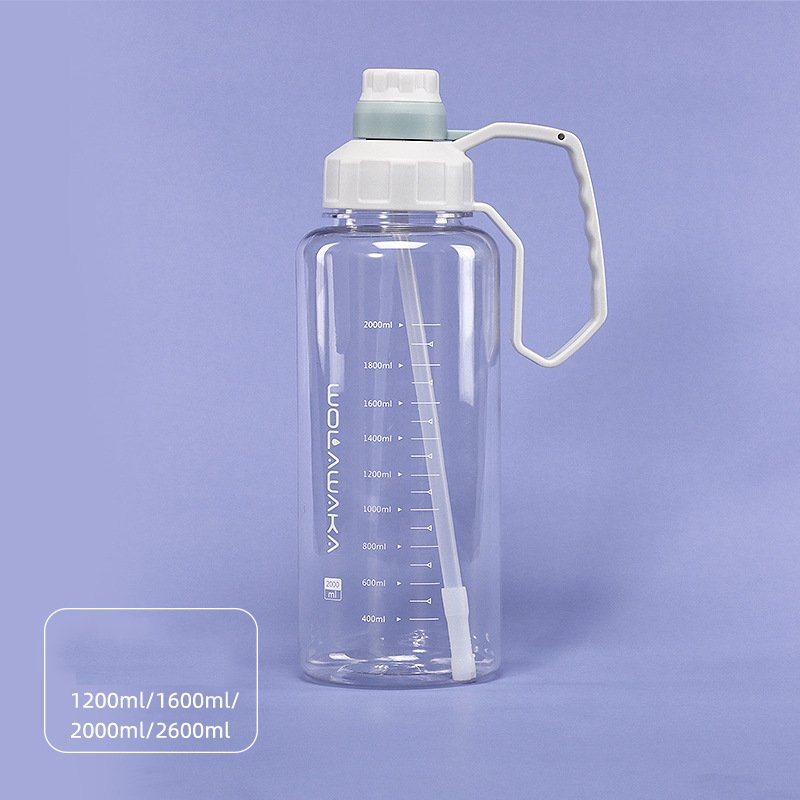 New Large-Capacity Plastic Water Bottle - Outdoor Fitness Portable Sports Water Cup - Transparent Thick Plastic Straw Cup