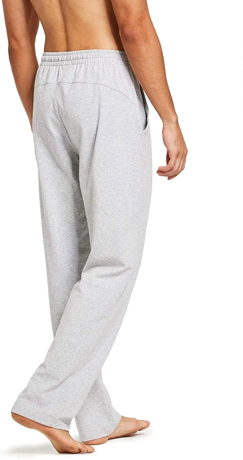 Men′ S Cotton Yoga Sweatpants Open Bottom Joggers Straight Leg Running Casual Loose Fit Athletic Pants with Pockets