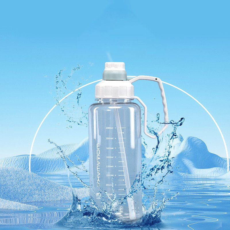 New Large-Capacity Plastic Water Bottle - Outdoor Fitness Portable Sports Water Cup - Transparent Thick Plastic Straw Cup
