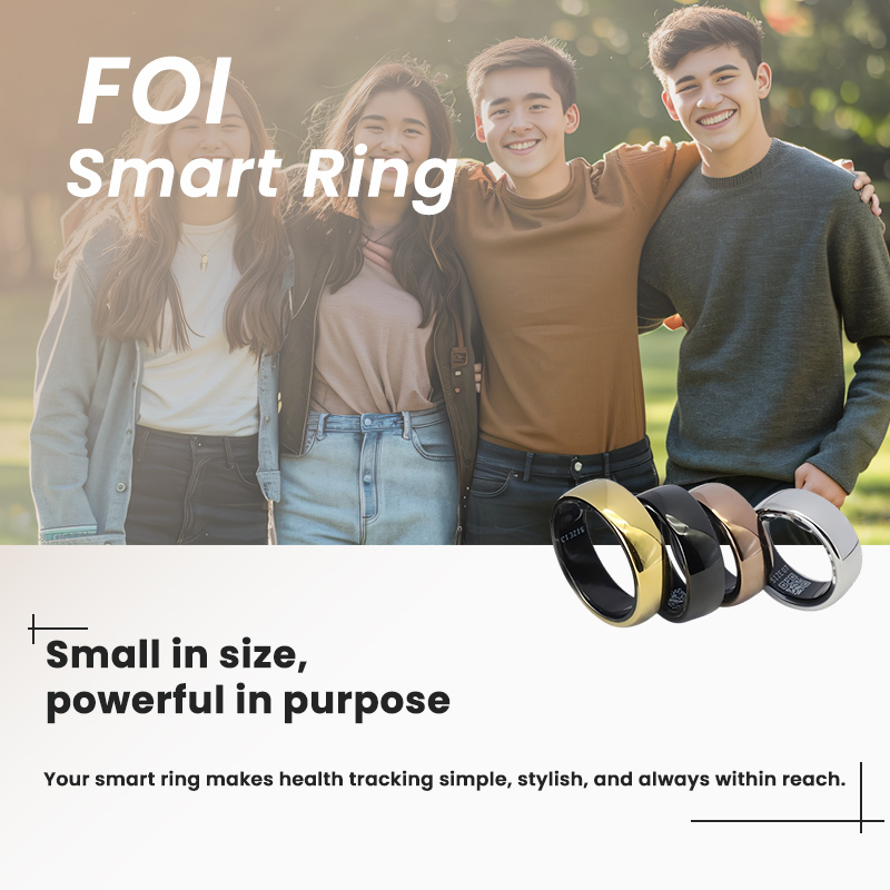 IP68 Waterproof Smart Tech Health and Fitness Blood Pressure Track Ring ECG Hrv