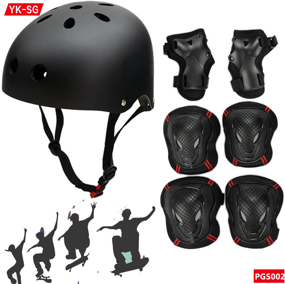 Adjustable Protective Wrist Elbow Knee Pads Set Skate Protective Gear with Helmet