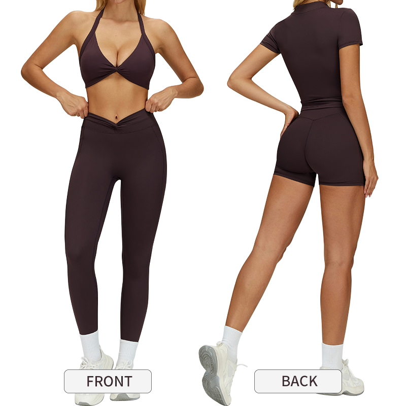 Fashionable Nude-Feel Yoga Set, Twisted Tight-Fitting Sportswear, Women's Outdoor Running Fitness Yoga Wear