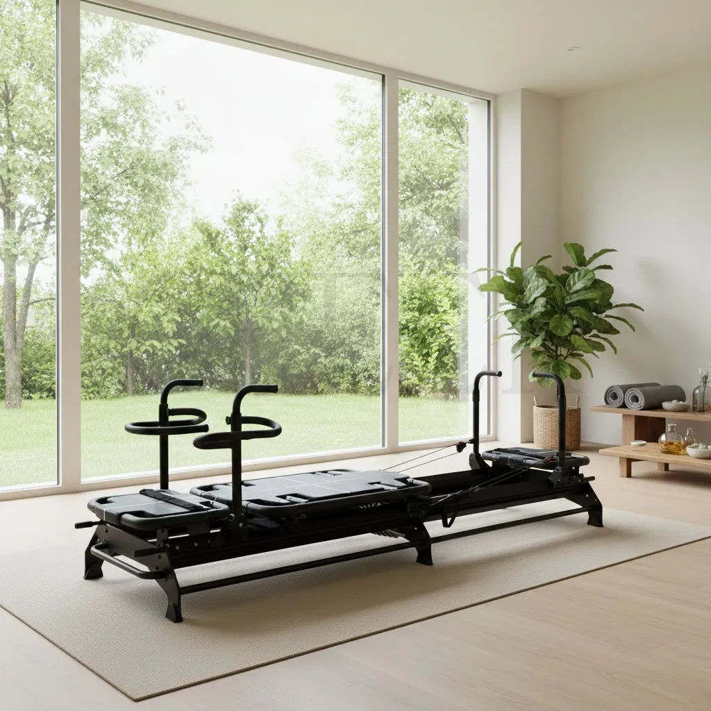 Portable Black Aluminum Reformer for Home Fitness and Body Sculpting