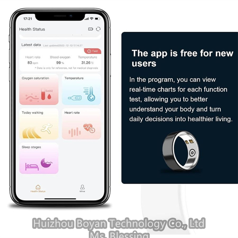 Innovative High Tech Bluetooth - Enabled Smart Ring for Daily Fitness &amp; Health Monitoring