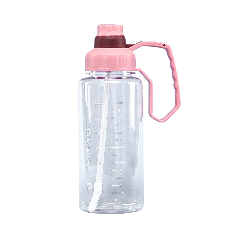 New Large-Capacity Plastic Water Bottle - Outdoor Fitness Portable Sports Water Cup - Transparent Thick Plastic Straw Cup