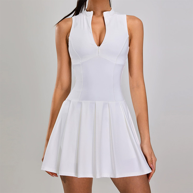 Customized Women's Tennis Skirt Zipper Nude Feeling Fake Two-Piece Sportswear Dress Outdoor Running Fitness Tennis Skirt