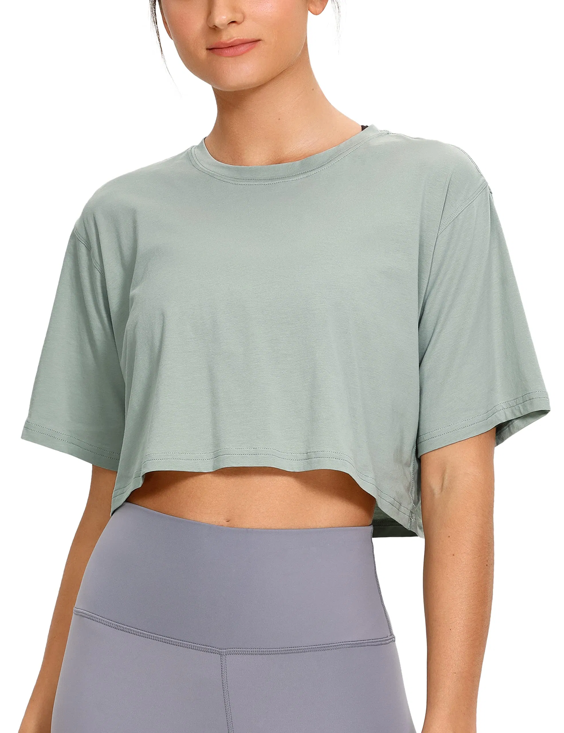 New Design Short Sleeve Cotton Workout Women Yoga Shirts Crop Tops