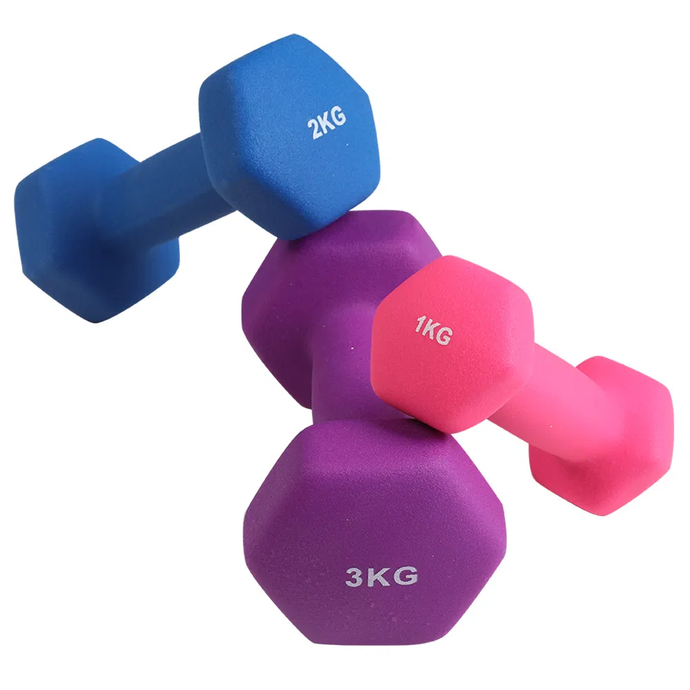Non-Slip, Color Coded Neoprene Dumbbellshex Shaped Free Weights for Women, Men