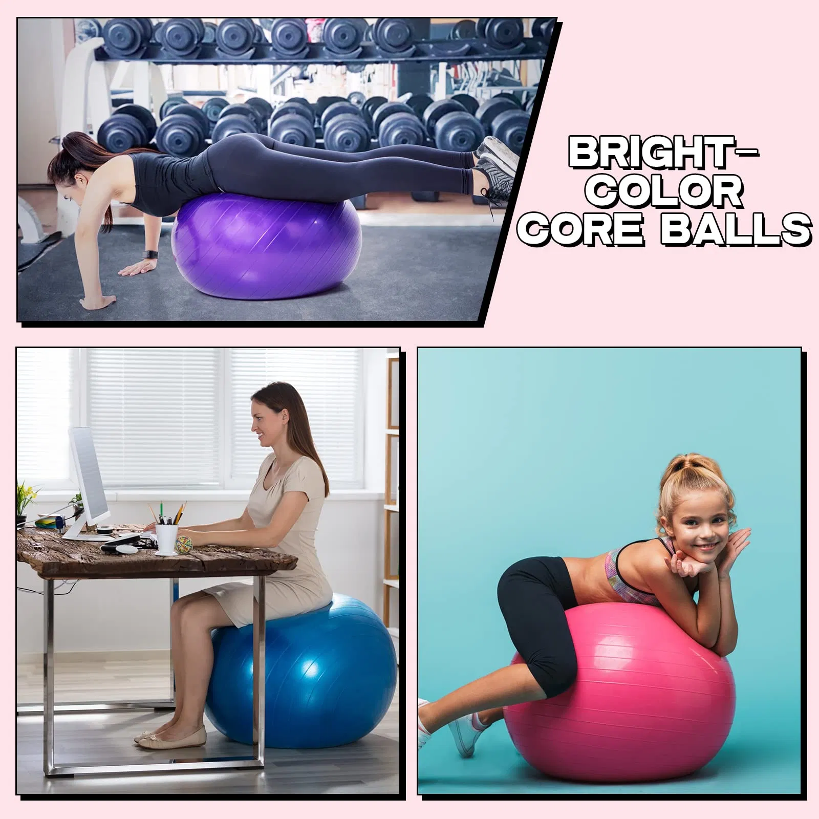 Amazon Hotselling Gym Exercise Fitness Inflatable Yoga Pilates Core Ball
