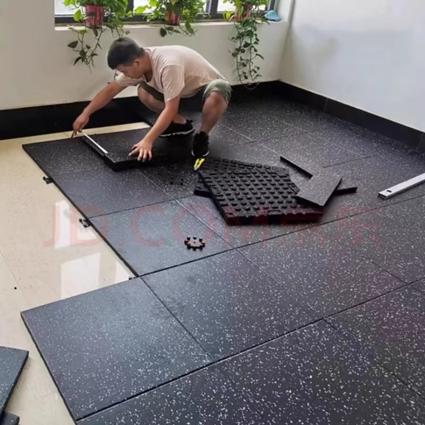 Waterproof Wear Resistant Anti-Slip Rubber Mats Gym Tiles Flooring for Home Hotel
