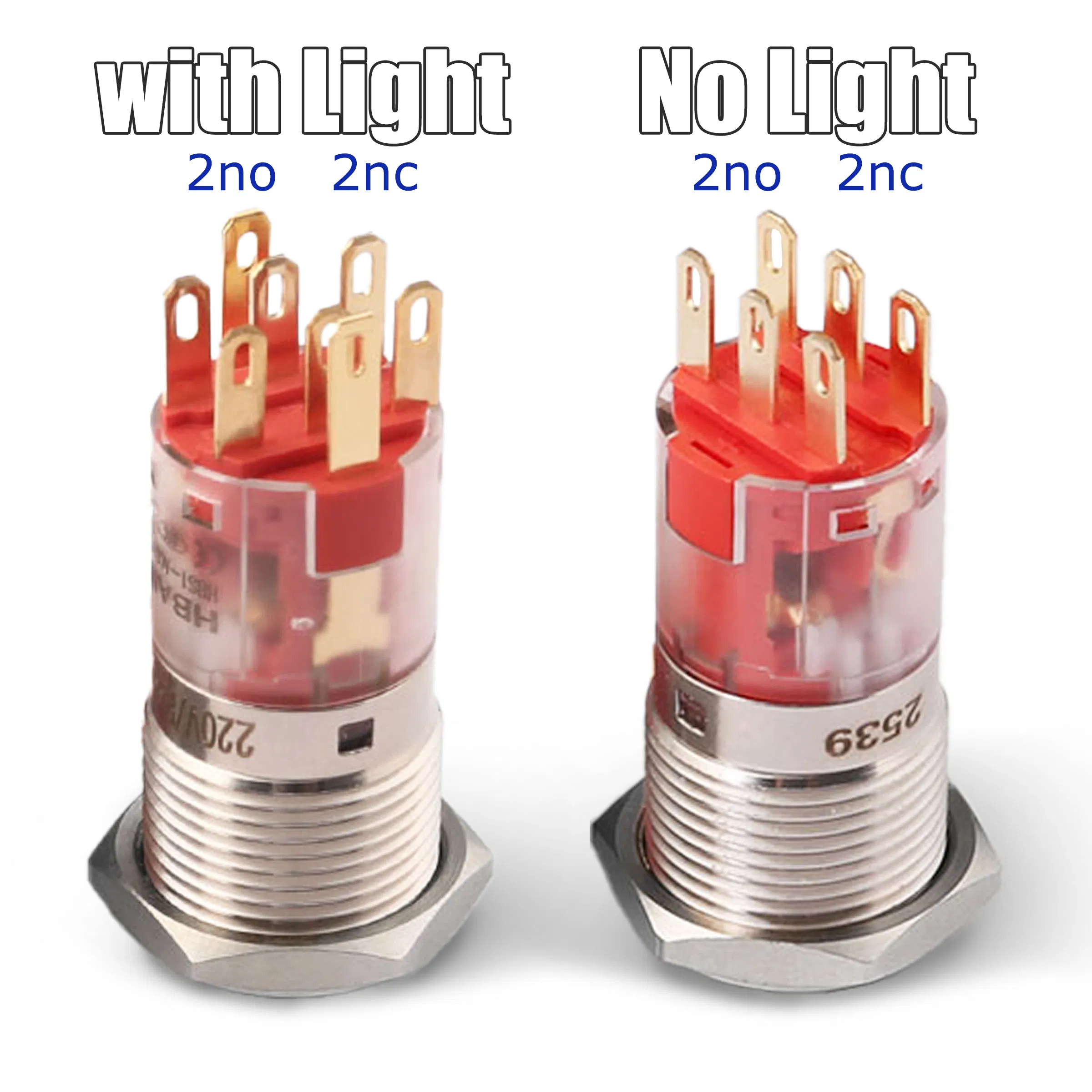 Hban 16mm Flat Head IP67 Waterproof Switch Self-Recovery Stainless Steel Push Button Switch