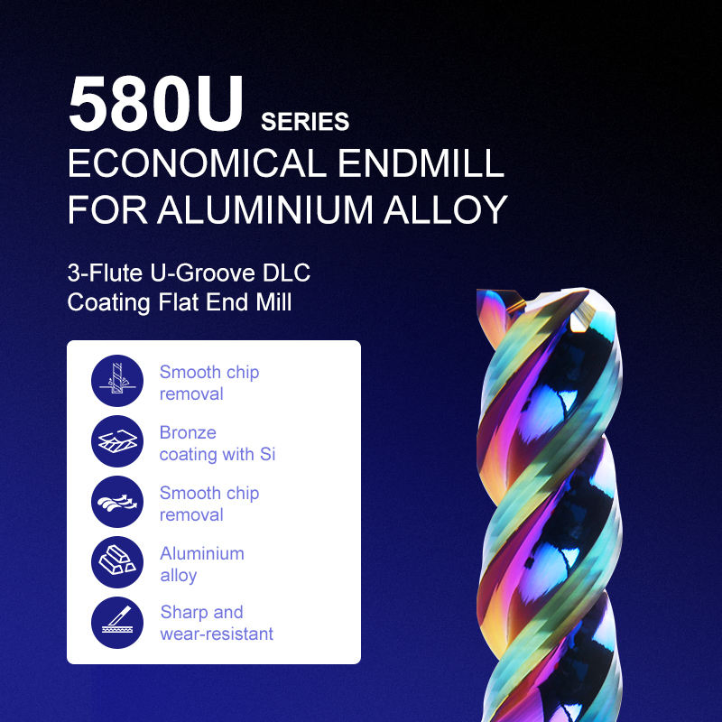 High Temperature Resistance 3-Flute Flat Slot Milling Tools U-Groove Dlc Coating Colorful Metal 580u Series End Mill
