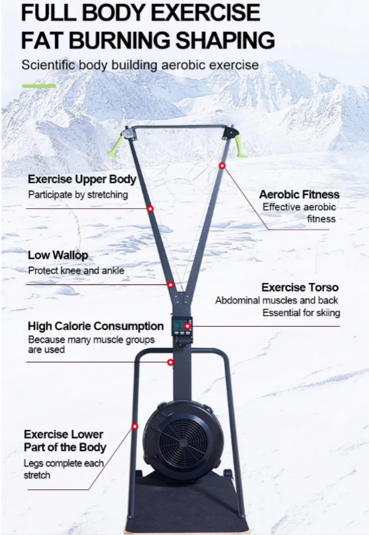 Commercial Fitness Equipment Exercise Hip Muscles Cardio Wind Resistance Gym Skier/Ski Machine