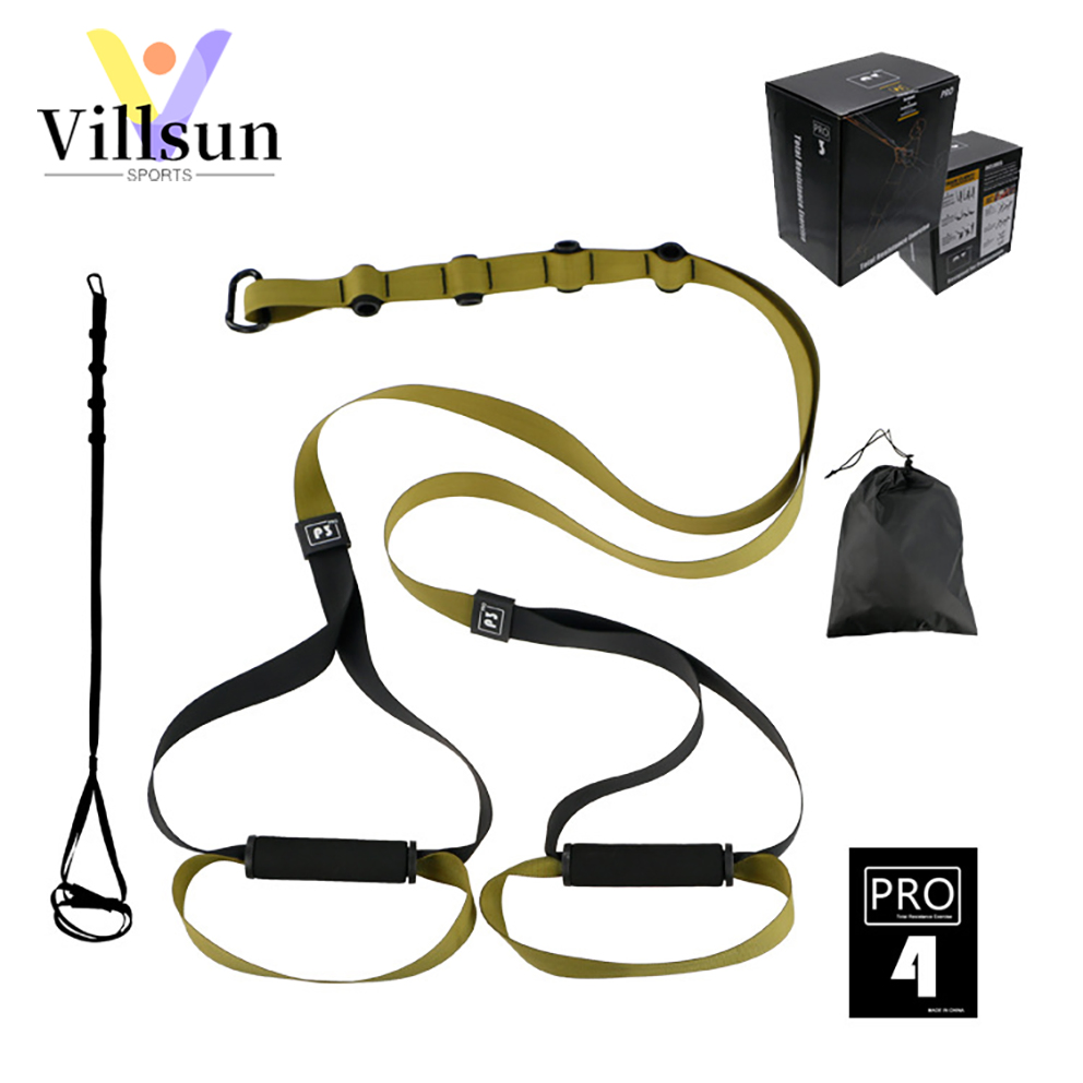 P3-4 Adjustable Bodyweight Resistance Bands with Handles Door Anchor Straps