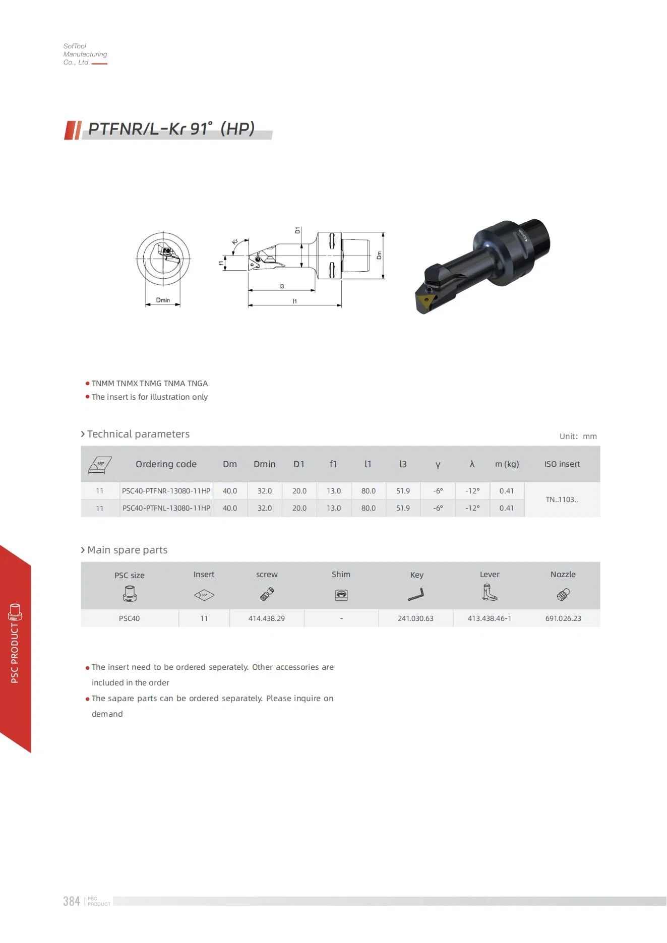 PSC Specification Data