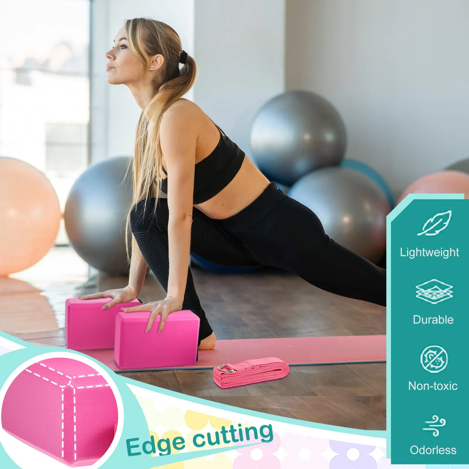 Soft Non Slip Yoga Foam Straps Exercise Stretching Workout Fitness Yoga Block