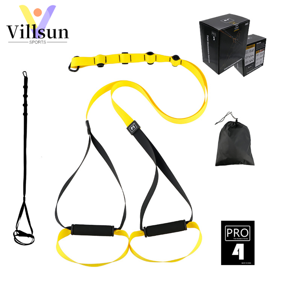 P3-4 Adjustable Bodyweight Resistance Bands with Handles Door Anchor Straps
