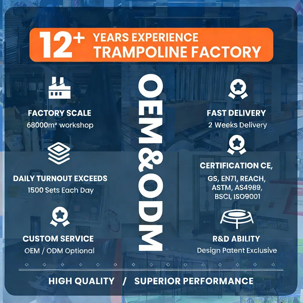 Heavy Duty Steel Frame GS Certified Indoor/Outdoor Recreational Trampoline with Protective Net 10FT-16FT Family Fitness