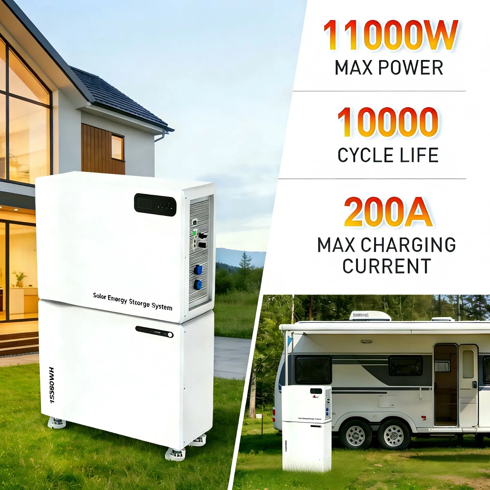 Hybrid Inverter Solar System Backup Power with 15kwh 30kwh Stackable LiFePO4 Lithium Battery for Home off Grid