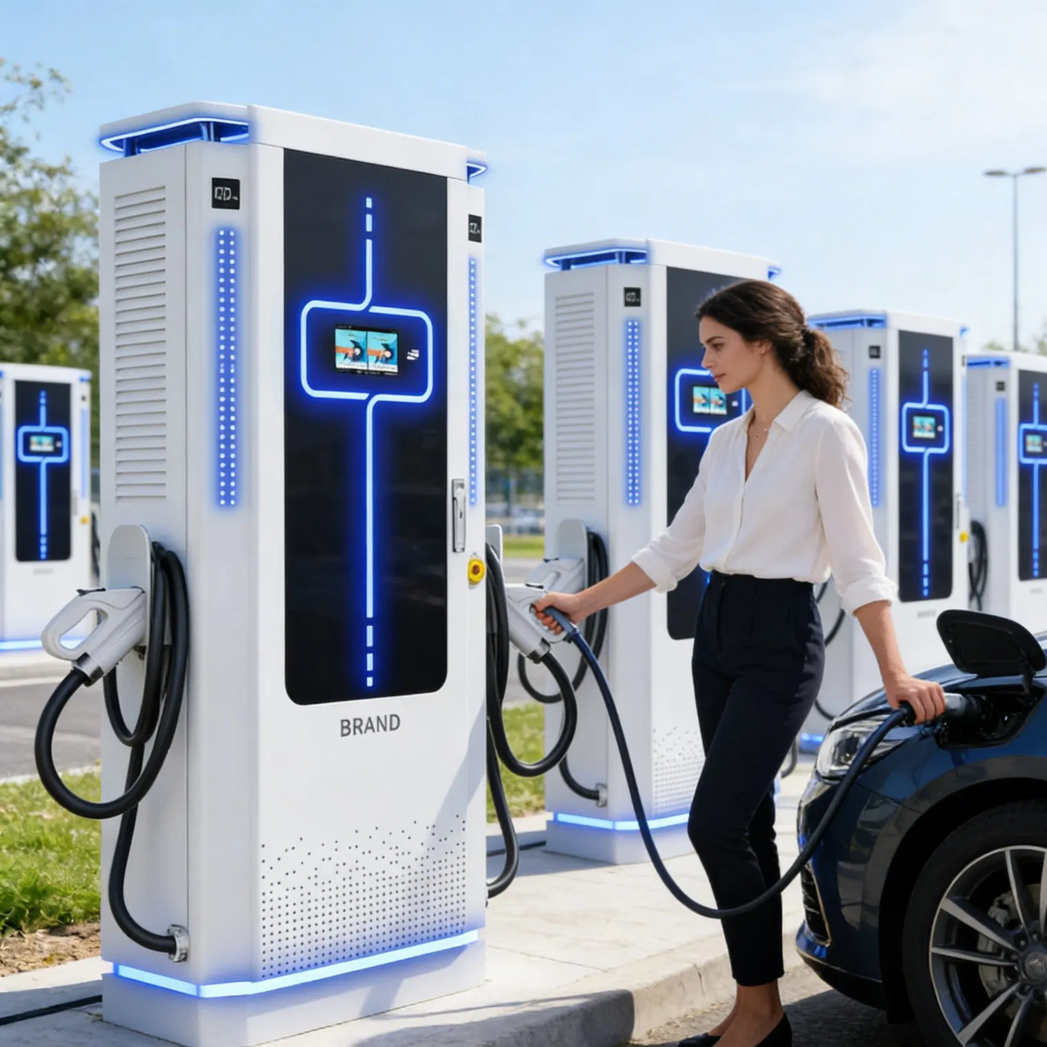Large-Scale EV Charging Station with Chargers of 60kw 80kw 120kw 160kw 180kw 200kw 240kw and, CCS2-Electric Vehicle Charging Station Ocpp Protocol,