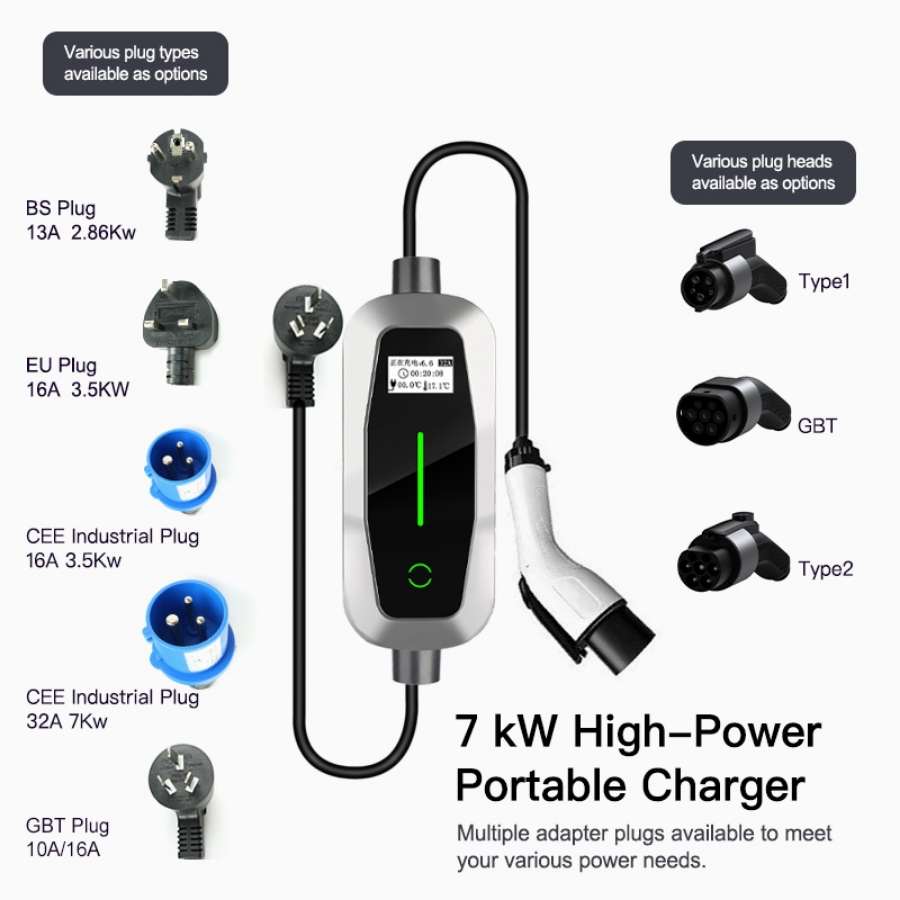 Quick Charge Portable EV Charger 3.5kw 7kw for Home Travel