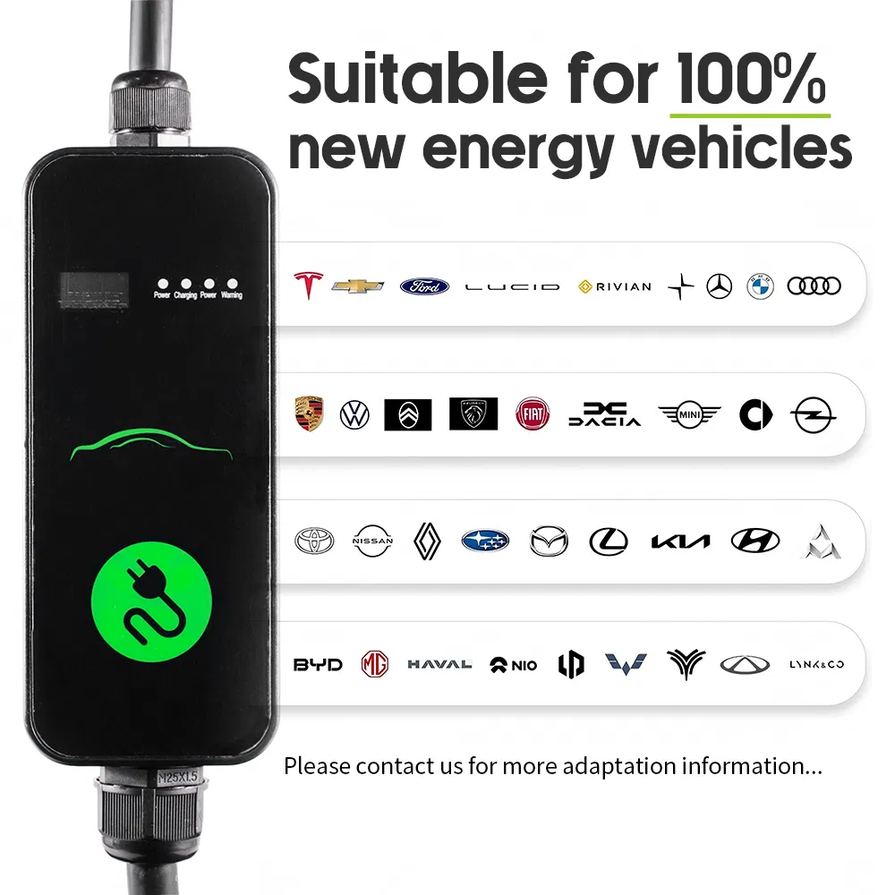Best Adjustable Type2 Gbt 16A 32A 3.5kw 7kw 11kw 22kw Home AC EV Charging Portable Electric Car EV Charger