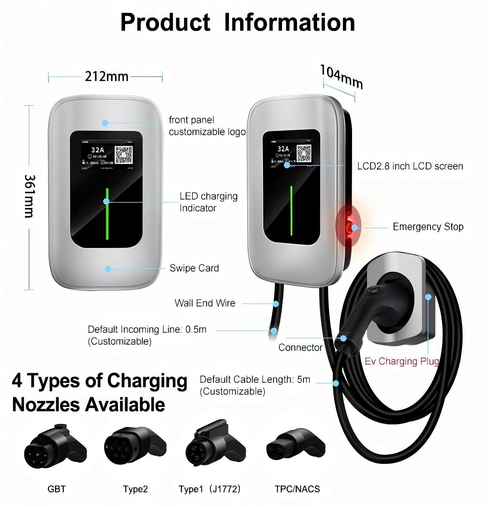 Reliable Heat-Resistant Portable EV Charger Smart Home EV Equipment