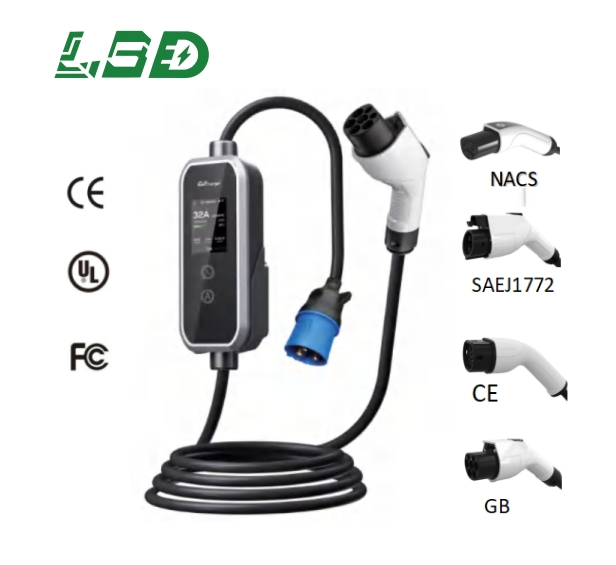 High-Power 32A 7kw Portable EV Charger for Home Use