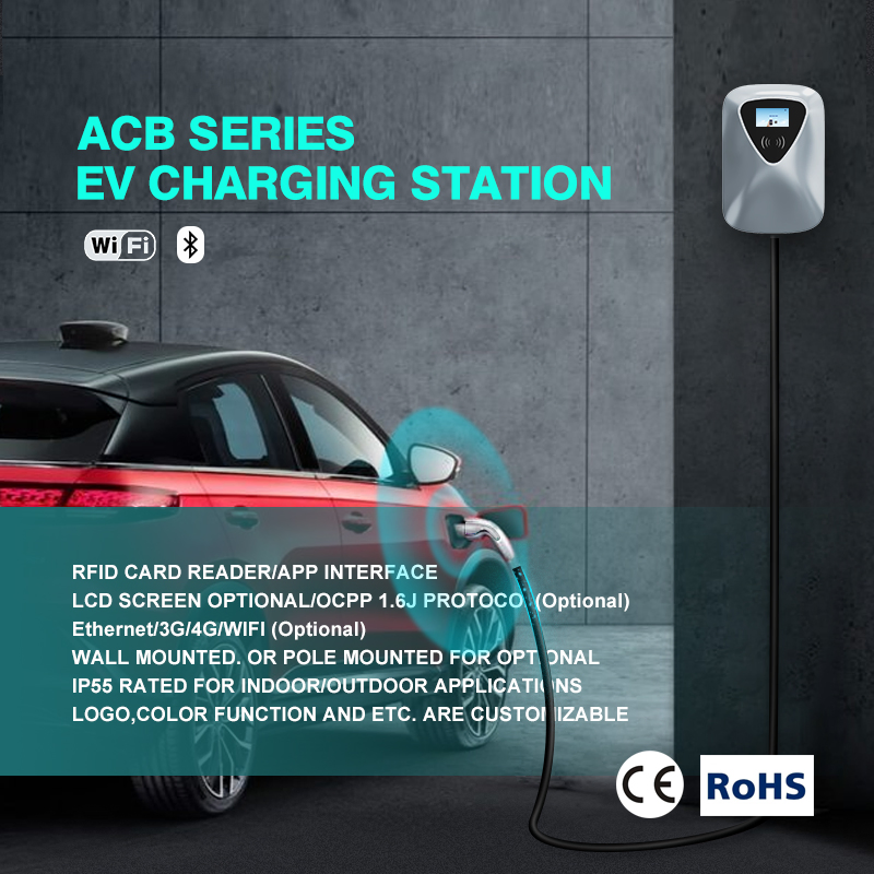 Home Smart Use 7kw AC EV Charger Wallbox Electric Vehicle Charging Station Wall-Mounted Charging Pile Car Charger EU Type2 RFID Card