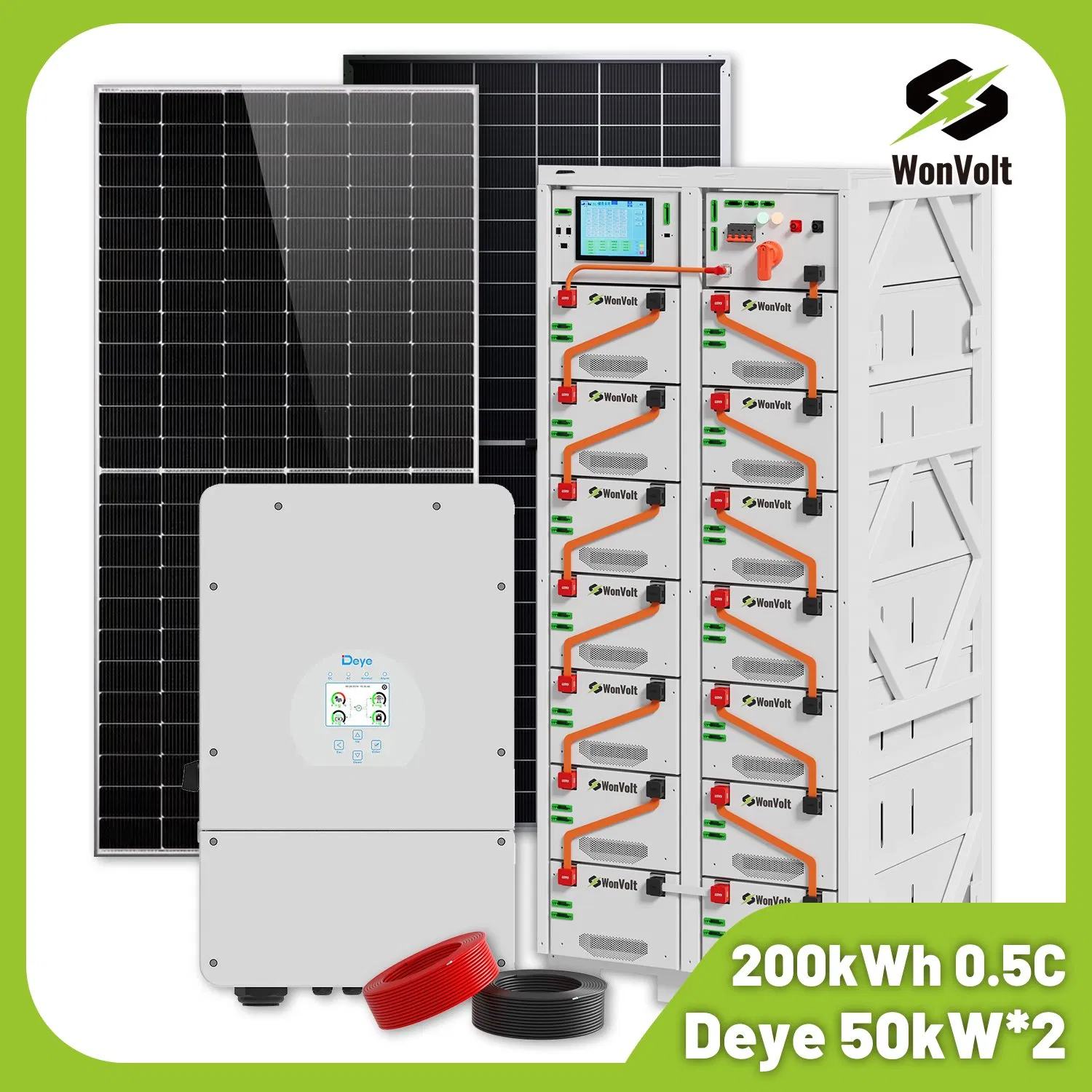 Hybrid Solar Panel System 80kw 90kw 100kw 120kw 150kw 200kw with 150kw 100kwh 200kwh 215kwh Energy Storage for Residential Use
