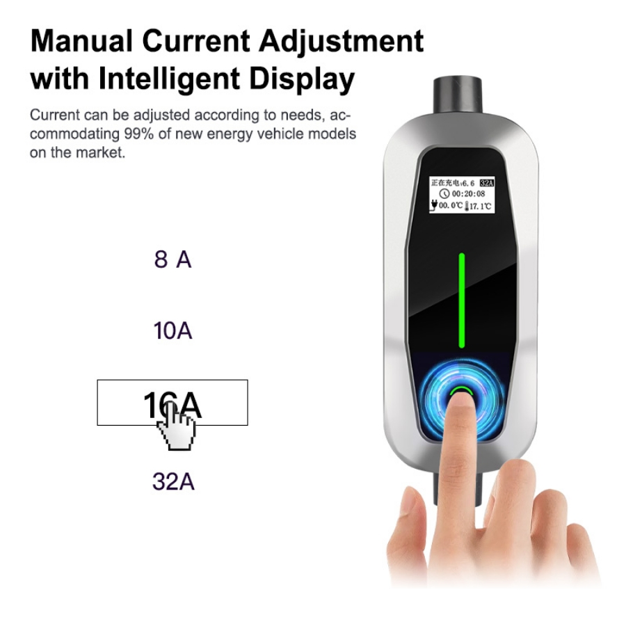 Travel Ready Portable EV Charger 3.5kw 7kw Fast Home Charging