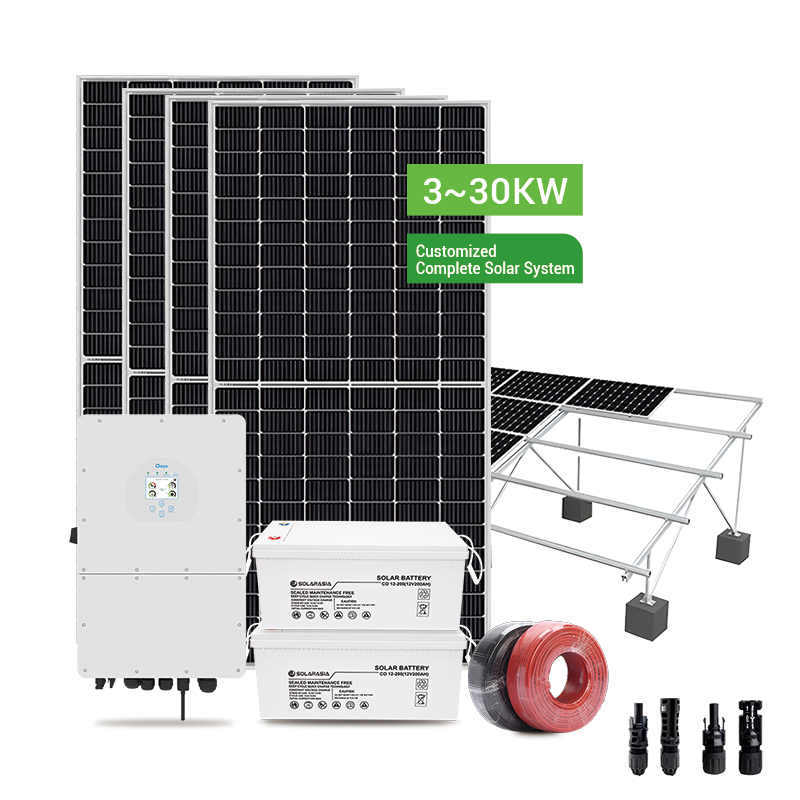 Solarasia 15kw 30kw Complete Solar Kit System off Grid Solar Energy Power System All in One 5kw 10kw 15kw 20kw with Lithium Battery for Home Backup Power