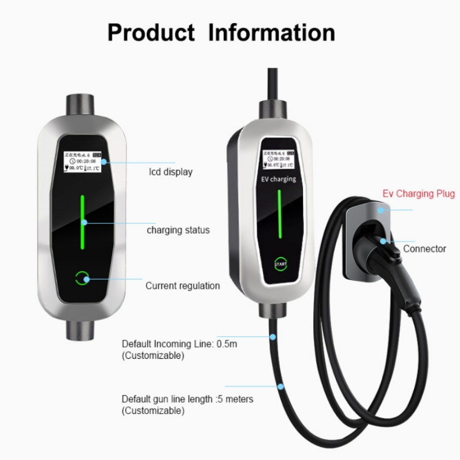 Home Travel Portable EV Charger 3.5kw 7kw Fast Charging Type