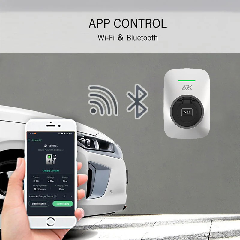 Home Use Smart Wallbox AC 7kw 7.2kw EV Charging Station 32A Type 2 Wall-Mounted EV Charger Support WiFi APP with CE