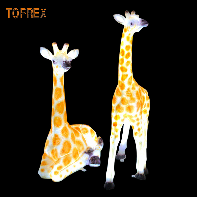 Escultura de Girafa em Resina Toprex Simulada com Iluminação LED Decorativa para Exterior à Prova d'Água