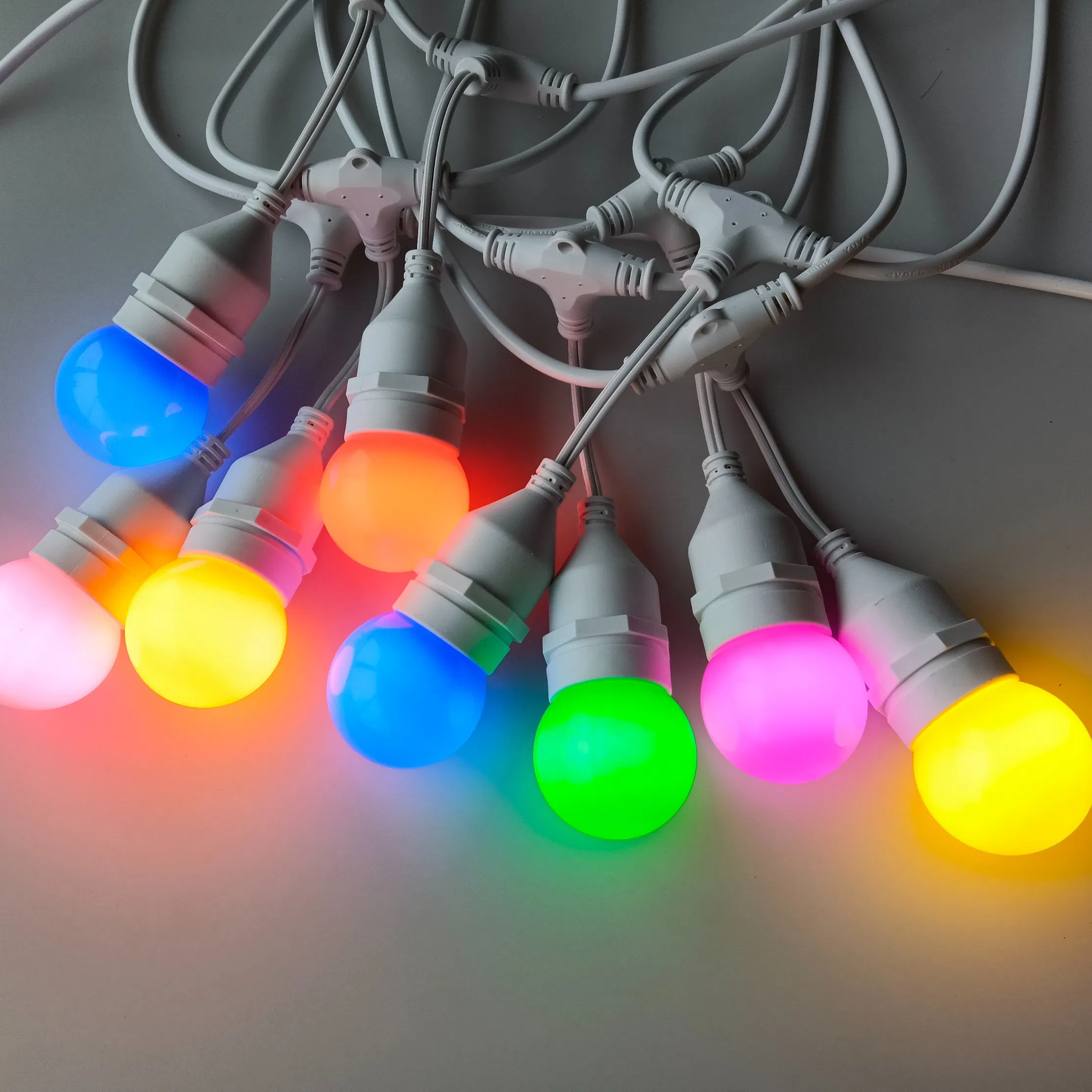 Luz de Cordão LED Multicolorida Solar para Jardim Casamento de Natal ao Ar Livre G45 16FT IP65