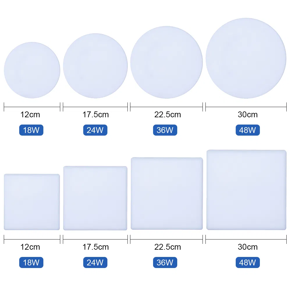 Lâmpada de Painel LED Redonda Quadrada Sem Moldura de Teto de Alta Qualidade Phulal Sem Flicker 18W 24W 36W 48W Luz De Painel LED