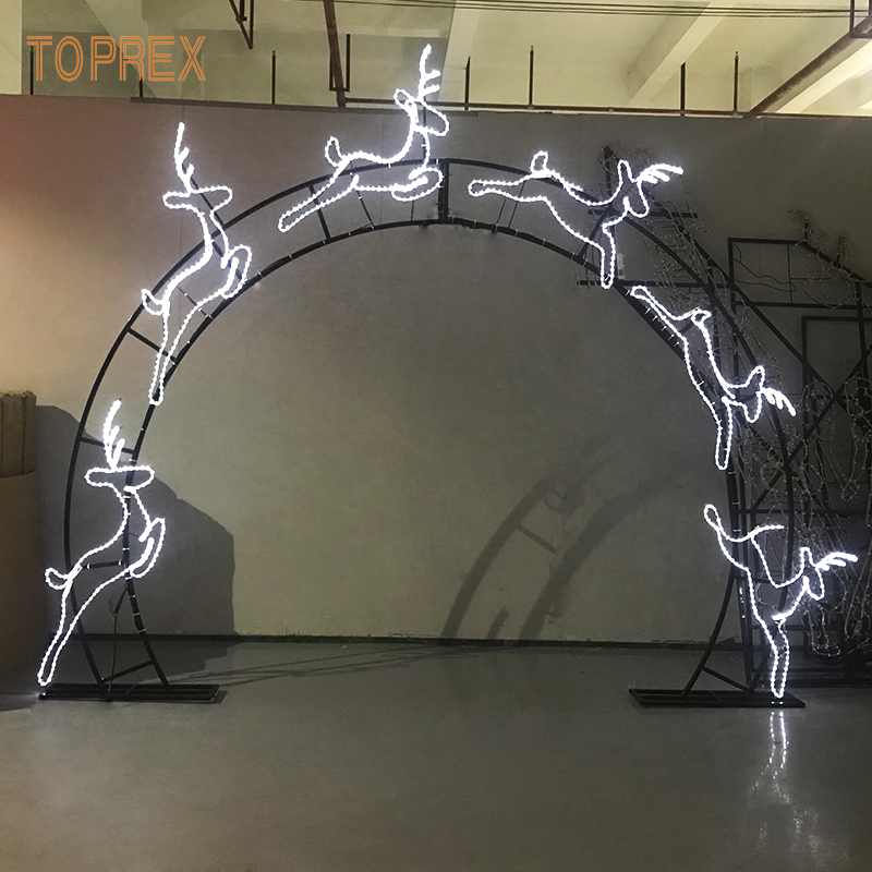 Toprex 2024 Nova Decoração de Casamento Luz de Veado LED Arco Externo Decoração de Arco de Rua 3D Luz de Motivo de Arco