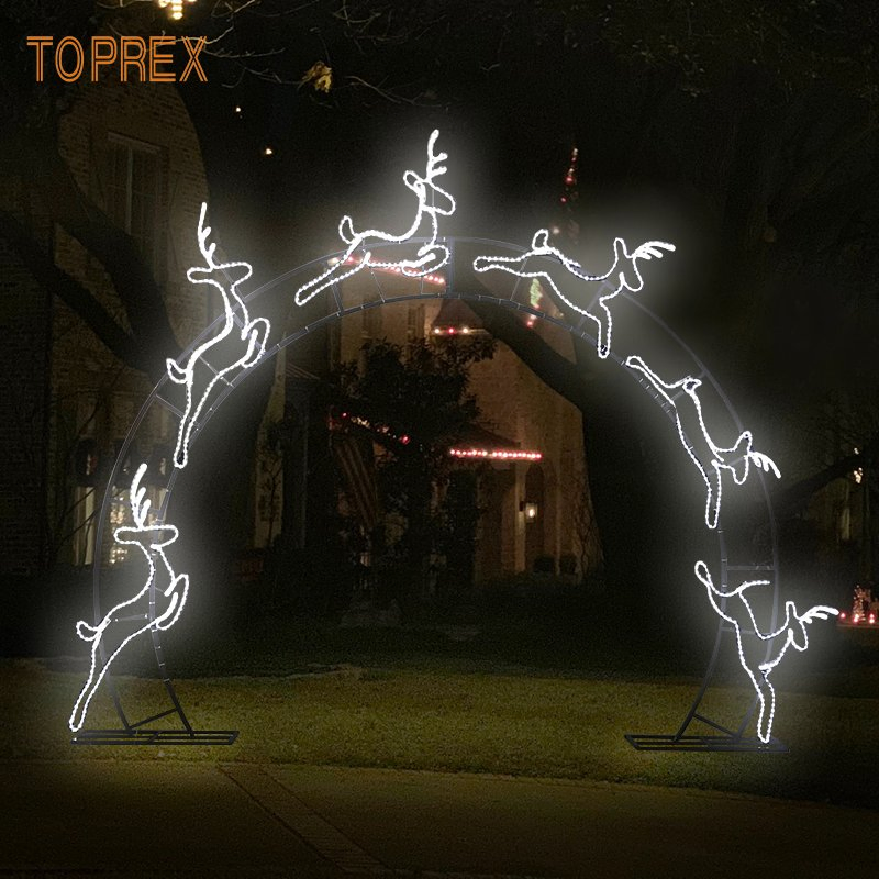 Toprex 2024 Nova Decoração de Casamento Luz de Veado LED Arco Externo Decoração de Arco de Rua 3D Luz de Motivo de Arco