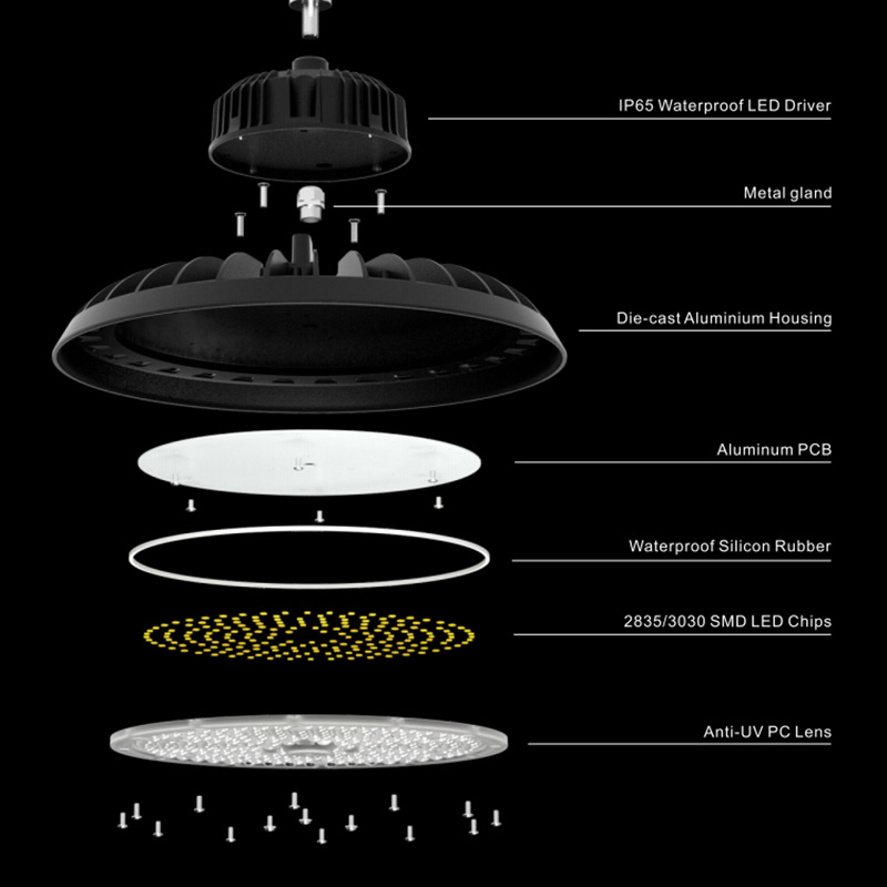 Iluminação Industrial Comercial OEM 100W 150W 200W 240W 300W Luz LED High Bay UFO