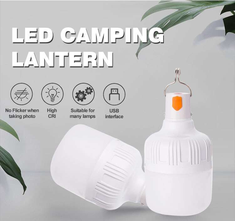 Lâmpada LED Recarregável Utilitária Phulal Brand E27 B22 Lâmpada de Emergência LED para Uso Externo com Gancho para Uso Multifuncional