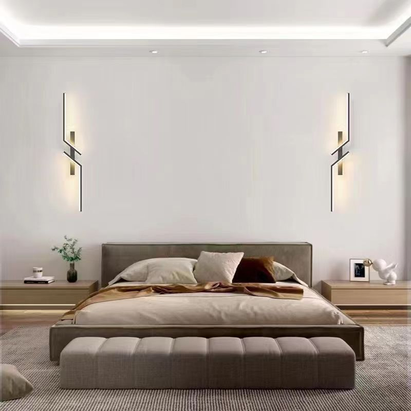 Luminária de parede LED moderna para interiores, luzes de parede para hotel, suporte de parede em alumínio preto e dourado