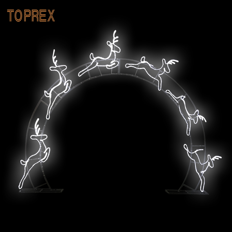 Toprex 2024 Nova Decoração de Casamento Luz de Veado LED Arco Externo Decoração de Arco de Rua 3D Luz de Motivo de Arco