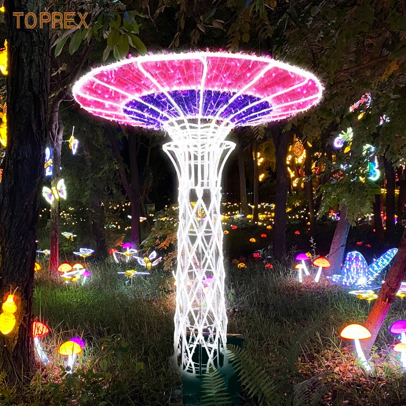 Toprex 3D Luz Decorativa de Cogumelo com Brilho Quente e Design à Prova d'Água para Jardins Exteriores